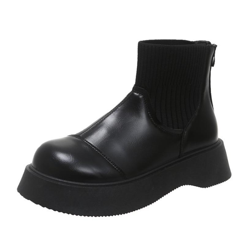Fashion 2025 New Women's Ankle Fashion Bohemian Style Boots Low Heel Platform Chunky Sole Lace Up Side Zipper Combat Biker Boots