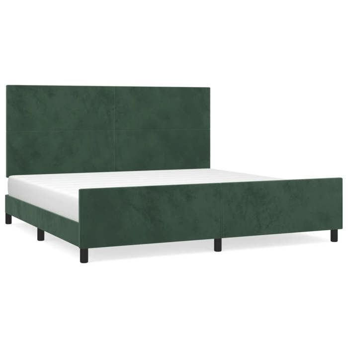 VidaXL Bed Frame with Headboard Dark Green 200x200 Cm Velvet3125656