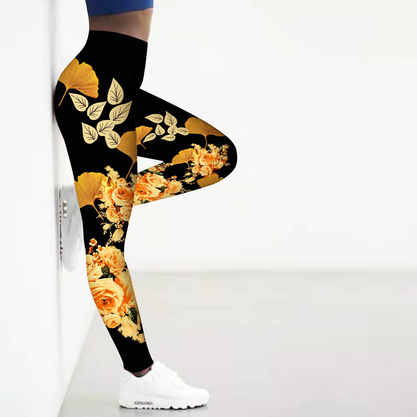 

Жіночі стрейч-легінси для йоги з принтом троянд і фітнесу, спортивні штани для бігу в тренажерному залі 8XL чорний