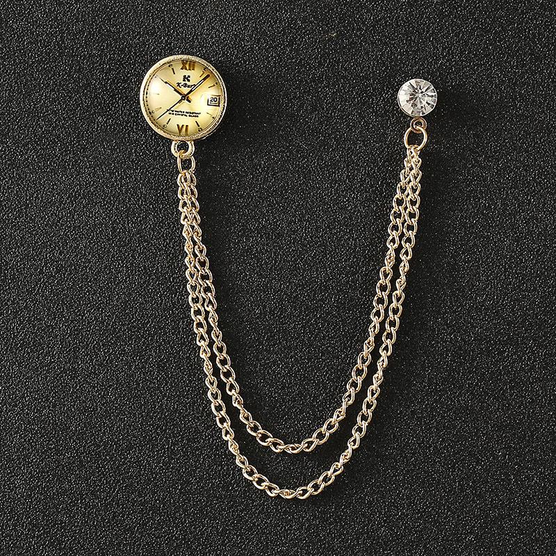 Elegant Crown Chain Brooch - Trendy European & American Lapel Accessory for Suits