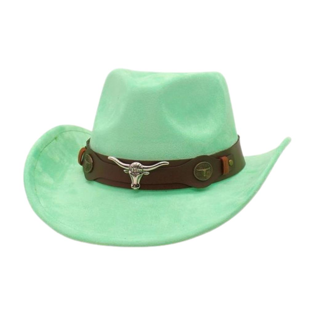 Ethnic Style Western Cowboy Hat Stage Jazz Hat Brown Ox Head Suede Top Hat