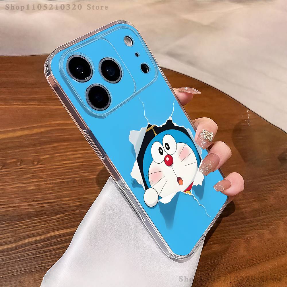 D-Doraemon Anime Phone Case For iPhone 16,15,17,12,13,14,11 Max,Pro,Plus,X,XS,XR,SE4,E Mini Transparent Cover