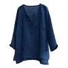 Men Shirt Loose Pullover V Neck Vintage Solid Color Keep Trendy Chinese Style Plus Size Mid Length Men Top for Daily Wear