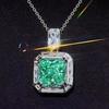 Huitan Elegant Women Necklace Inlaid Shining Princess Green Cubic Zirconia Noble Jewelry Accessories for Wedding Party Daily