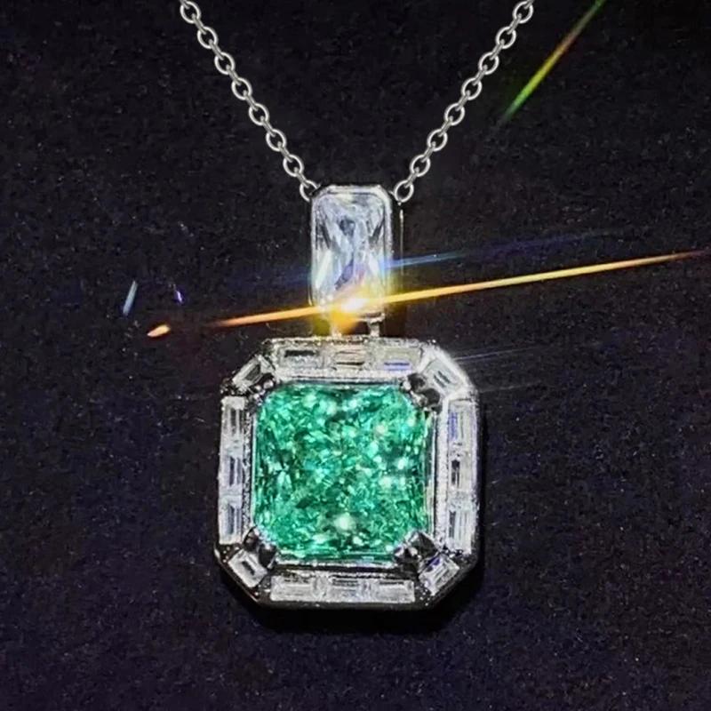 Huitan Elegant Women Necklace Inlaid Shining Princess Green Cubic Zirconia Noble Jewelry Accessories for Wedding Party Daily
