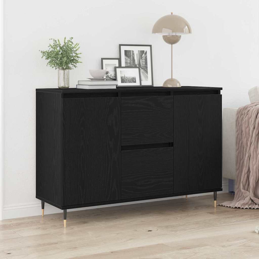 Sideboard in Black Oak Look 101.5 x 35 x 70 cm Engineered Wood