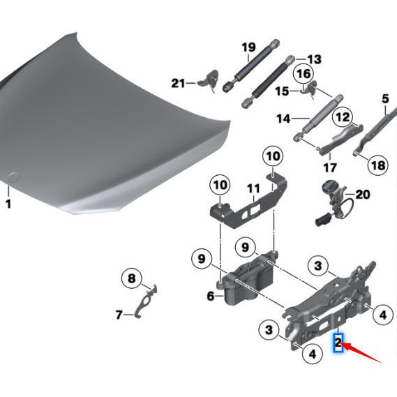 BMW 7 Series F01/F02 Hood Hinge 41007204555/41007204556
