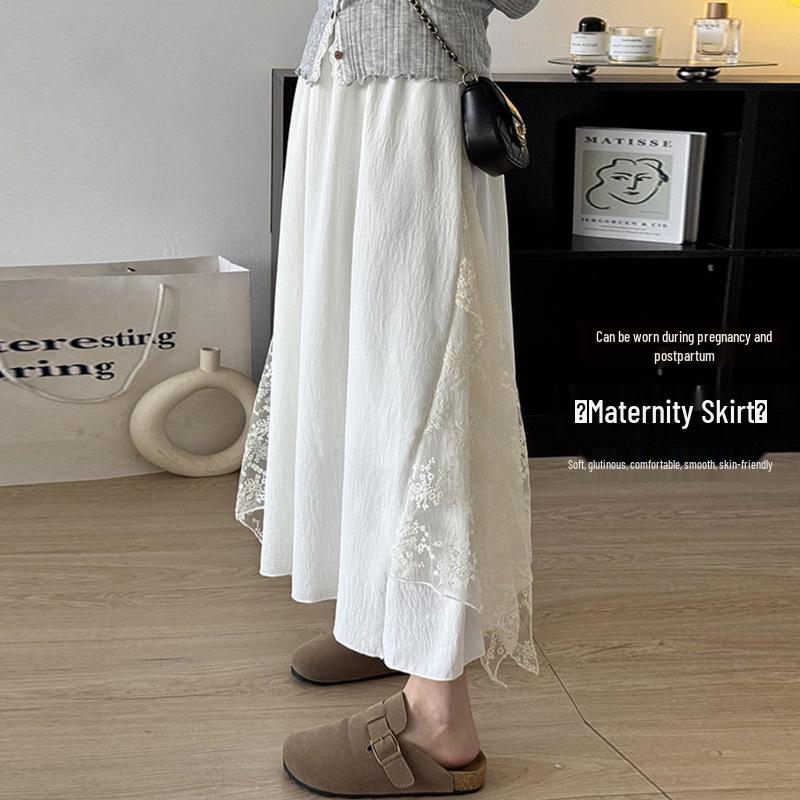 

Korean Style A-line White Lace Maxi Skirt 2026 Extra Large белый