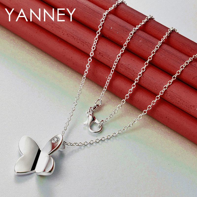 Elegant 925 Sterling Silver 16-30 Exquisite Butterfly Cross Pendant Women's Necklace Party Gift Accessories Wedding