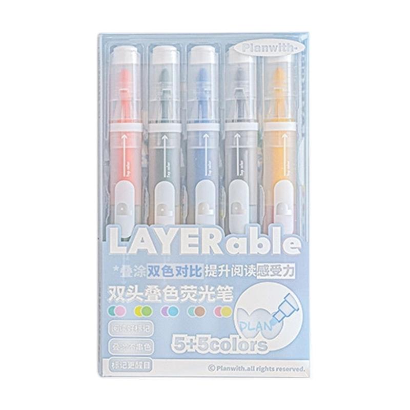 

Pack of 5 Bright Fluid Double End Pencils Offering Fade Resistant Quality and Ergonomic Handle Suitable for Note Taking