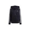 Striped Long Sleeve Zip-Up Hooded Jacket Women Black HZ5743
