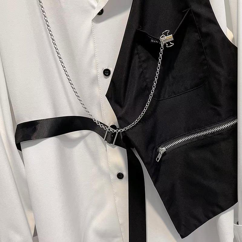 Men's Hong Kong-Style Long-Sleeve Hip-Hop Fashion Jacket-Shirt