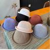 Britse Stijl Ronde Top Strooien Hoed dames Zomer Mannen Formele Strandpet Vintage Fedora Jazz Zonnehoeden Lichtgewicht Ademend Bowler