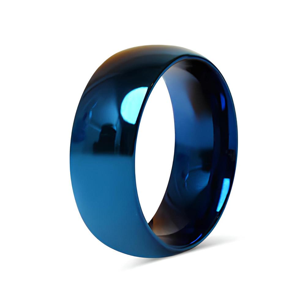 Simple 4mm 5mm 6mm 8mm Stainless Steel Women's Jewelry Retro Style Blue Color Wedding Band Rings For Women Male