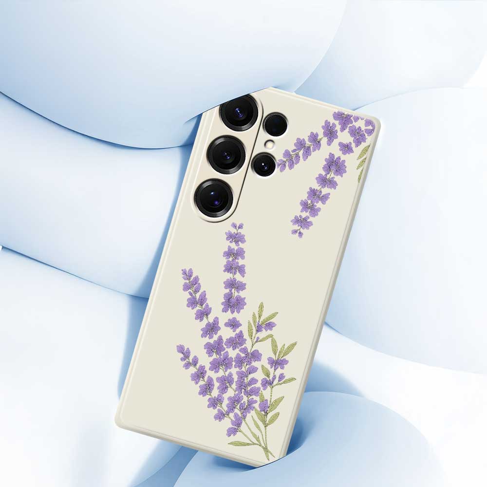 For Samsung Galaxy S25 Ultra Case Lavender Pattern Printing Straight Edge TPU Phone Back Cover
