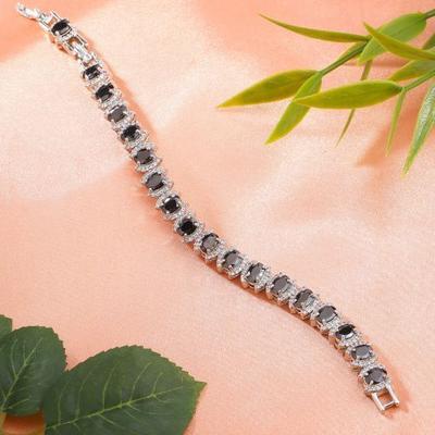 Stunning Women's Bracelet with Rhodium Plated CZ and Black Stones