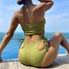 European and American Style Straps, Sexy Split Women's Swimsuit, Hollowed Out Fashion, High Waist and Small Breasts Gather Special Fabric Swimsuit