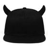 Men's Snapback Adjustable Baseball Cap Hip Hop Hat Black Bull Horn Decoration Caps Flat Top Trucker Hats