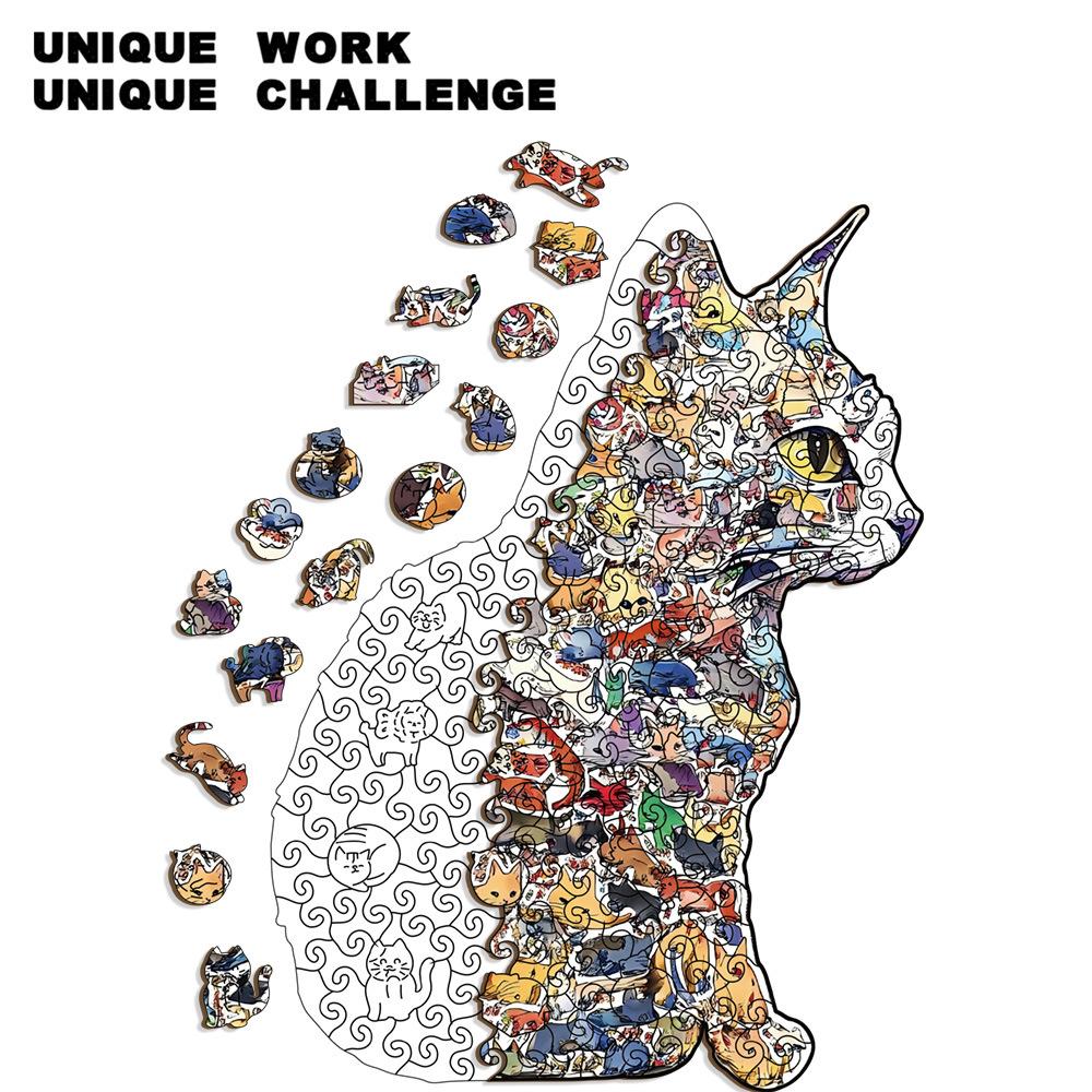 Sitting Cat Puzzle Adult High Difficulty Special-Shaped Puzzle Piggy Bank Wooden Puzzle