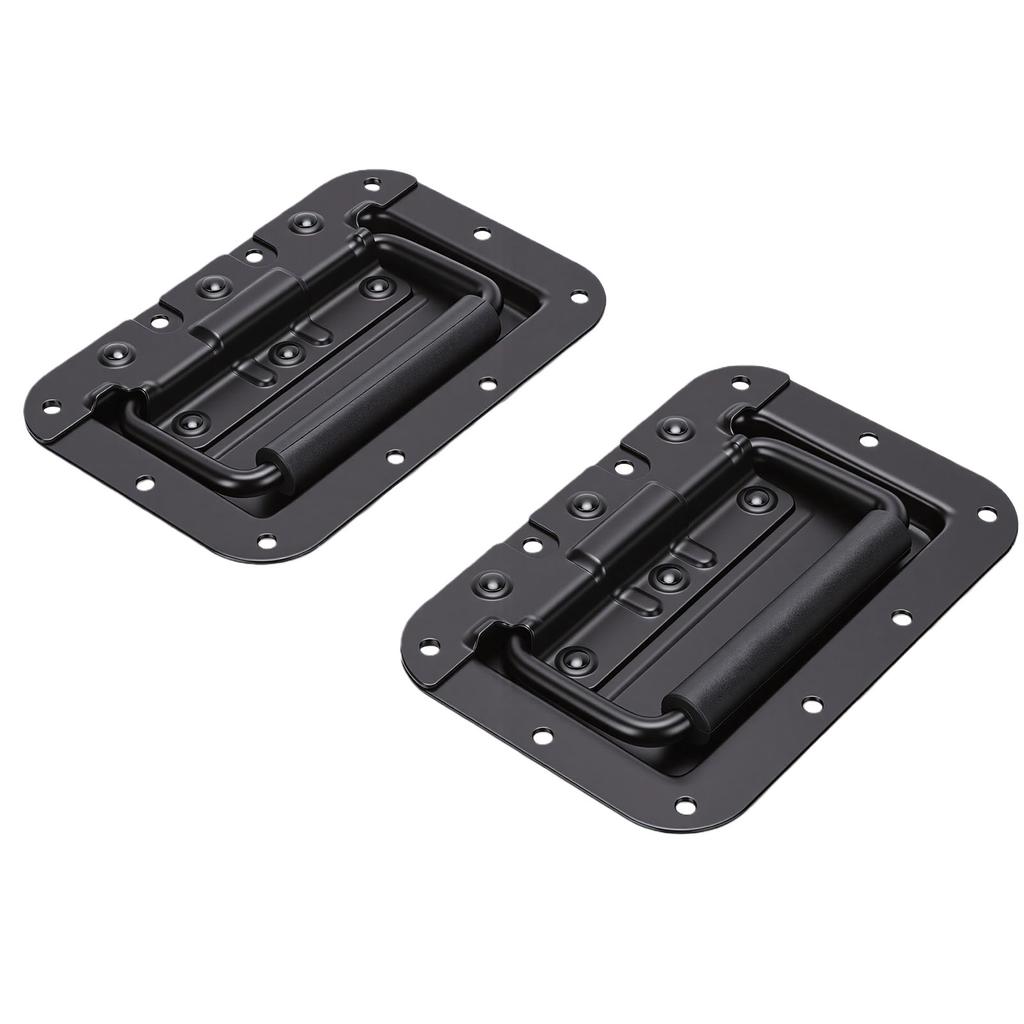 2PCS Recessed Spring Loaded Speaker Case Handles with Rubber Grip Stainless Steel for RV Yacht Flightcase PA Speaker Box