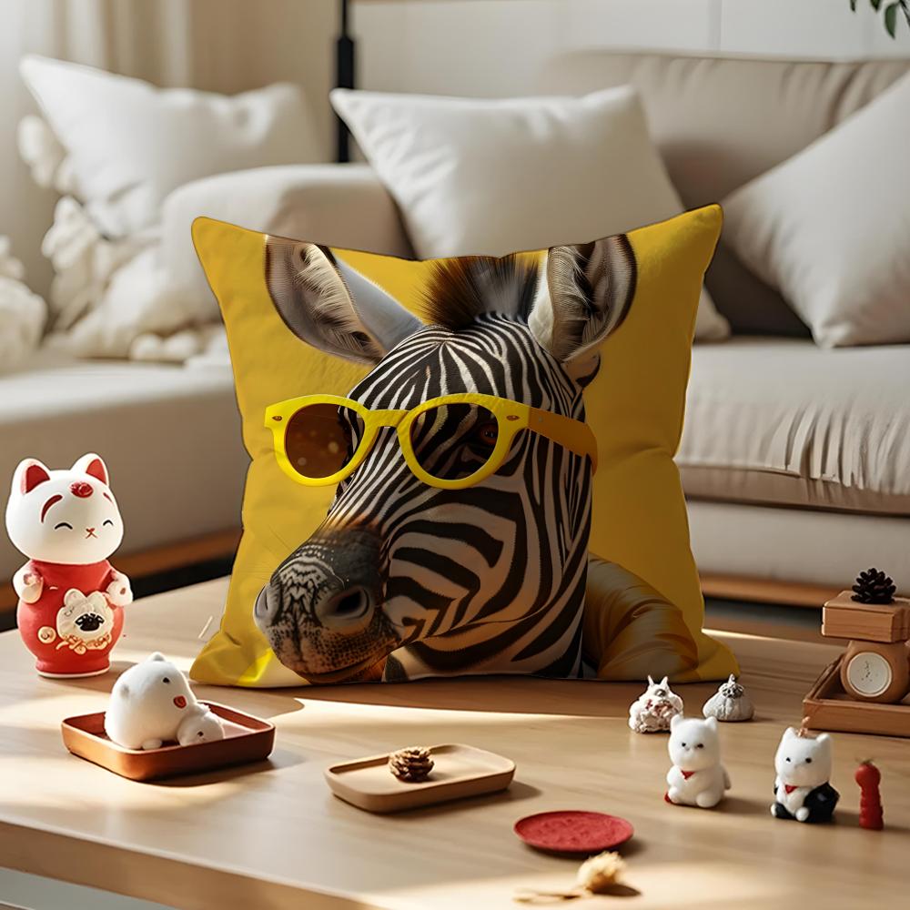 Maximalist Eclectic Animal Cushion Cover Silky Short Plush with Invisible Zipper Dustproof Sofa Pillow Cover for Home Decor