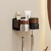 Model Madam Walnut Toothbrush Holder Storage Rack Bathroom Stainless Steel No Drilling Toothbrush Cup Makeup Brush Organizer