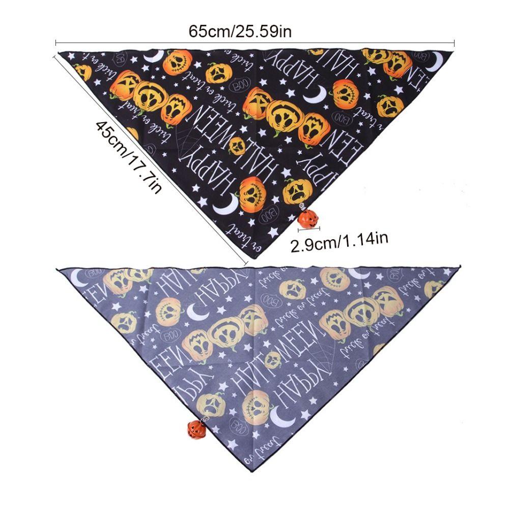 With Bell Halloween Dog Triangle Towel Breathable Pumpkin Dog Bandana  Christmas