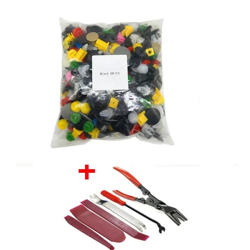 

Универсальный 440 шт. Автомобили Смешанные Автомобильные Пластиковые Фиксаторы Клипсы Дверь Автомобиля Бампер Подкрылок Уплотнительная Лента Фиксированные Клипсы с 6 шт. Инструмент для Ремонта