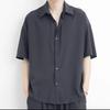 Heren Oversized Driekwartmouw Shirt Knopen Effen Kleur Losse Pasvorm Casual Streetwear Top