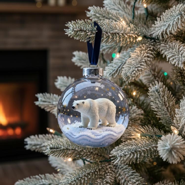 Christmas Wildlife Acrylic Ornament Set Efficient Shatterproof Decors Feature Detailed Animal Silhouettes Designs