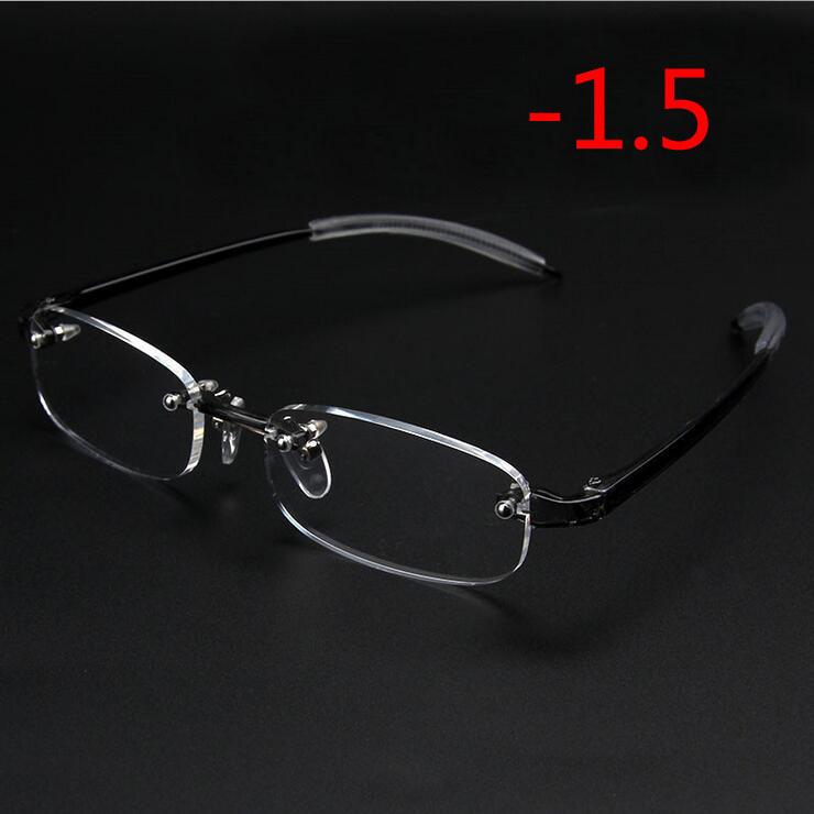 Frameless Myopic Eyeglasses Men Women Rimless Ultralight Frame Short-sighted Eyewear 100-400 Degrees