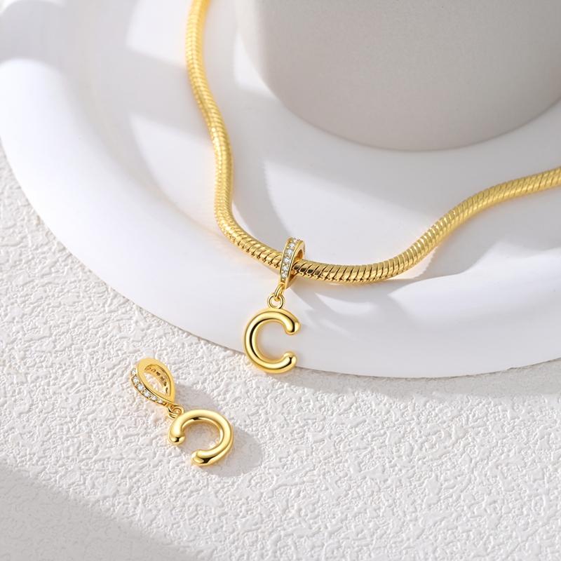 Copper Golden Letter C Charms Fit Original Bracelet Making Gift For Woman Jewelry Diy Fashion Pendant