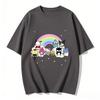 2026 New Sanrio Characters Rainbow Cartoon Print Tshirt Family Matching Outfits Casual Short Sleeve Tee for Women Unisex Kids Tees