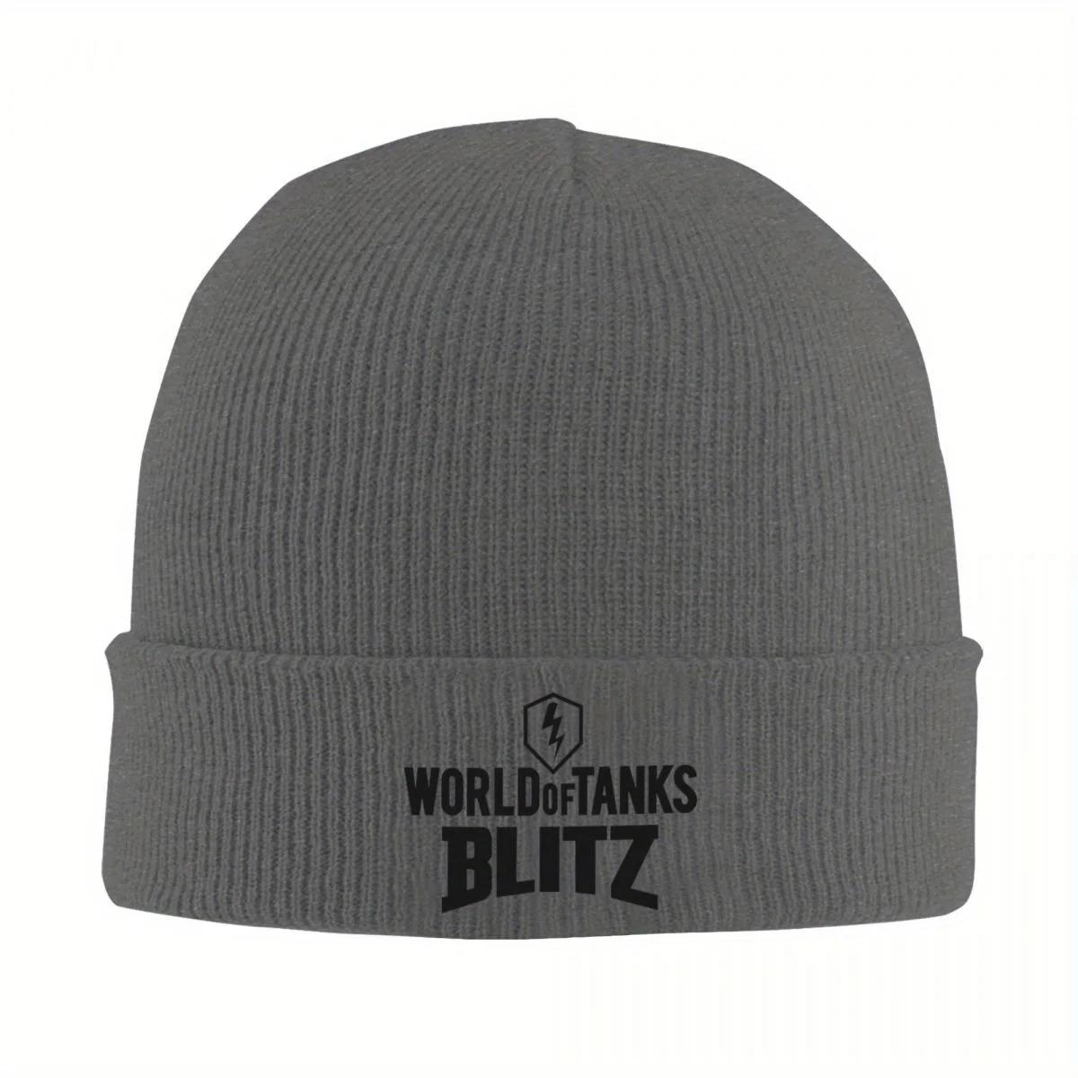 

New World Of Tanks Blitz Logo Warm Knitted Cap Hip Hop Bonnet Hat Autumn Winter Outdoor Beanies Hats For Unisex Adult