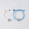 Adjustable Handmade Braided Bracelet With Engravable Round Charm Titanium Steel Unisex Couple Jewelry