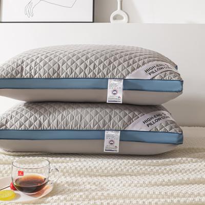 Núcleo de almohada de hotel Star 100 % algodón para dormir, ropa de cama para el hogar, lavable a máquina, a cuadros, gris frío, almohada de lados anchos