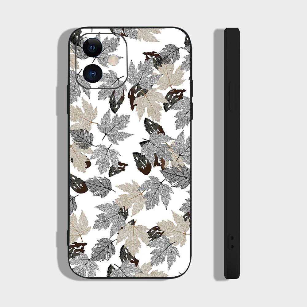 

Autumn Maple Leaf Decoration Phone Case For IPhone 17 Air 16 15 14 13 Pro Max 11 12 Black Silicone Cover IPHONE 15PLUS