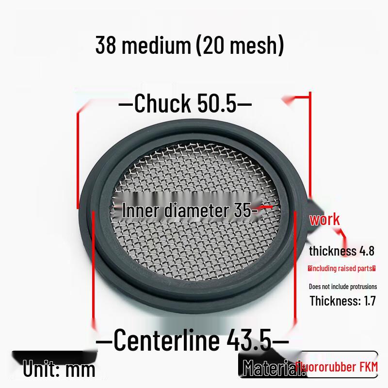 Quick-Connect Fluororubber Filter Gasket with Mesh Φ38 Mesh 20