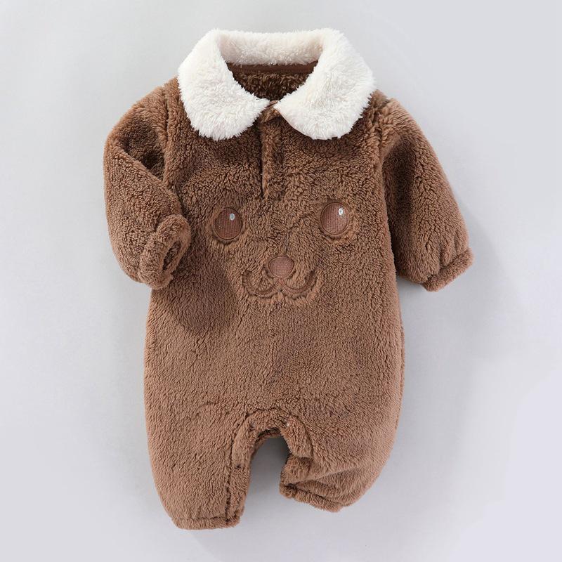 Cozy Fleece Cotton Baby Romper - Warm Long Sleeve Onesie for Autumn/Winter (Newborn To Toddler)