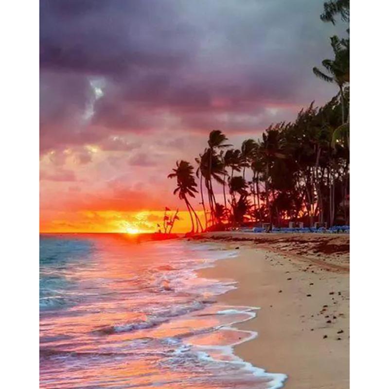 5D Diamond Painting Landscape Sunset Full Round Drill Diamond Embroidery Mosaic Scenery Picture of Rhinestones Home Decor