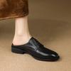 Fashion 2025 New Ladies Retro Slippers Round Toe Shoes Women High Heel Shoes Women Heel Mule Shoes Fashion Buckle Leather Slippers Women