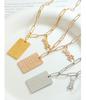 Love Letter Rabbit Pendant Necklace: Rectangle, Long Chain, Fade-Resistant Gold-Plated Titanium Steel.