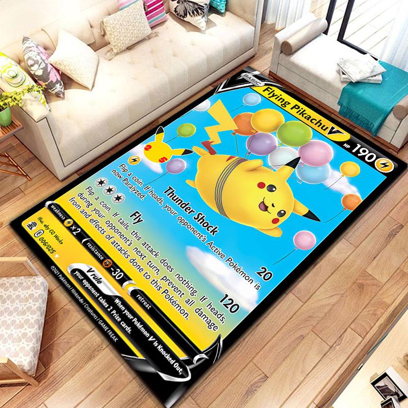 Pokemon Karten Serie Anime Poster Großer Teppich 3D Teppiche Zuhause für Wohnzimmer Kinderzimmer Sofa Fußmatte Dekor Kind Bodenteppich