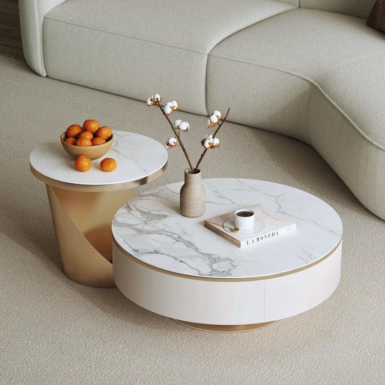 Modern Minimalist Round Coffee Table with TV Cabinet for Small Living Rooms