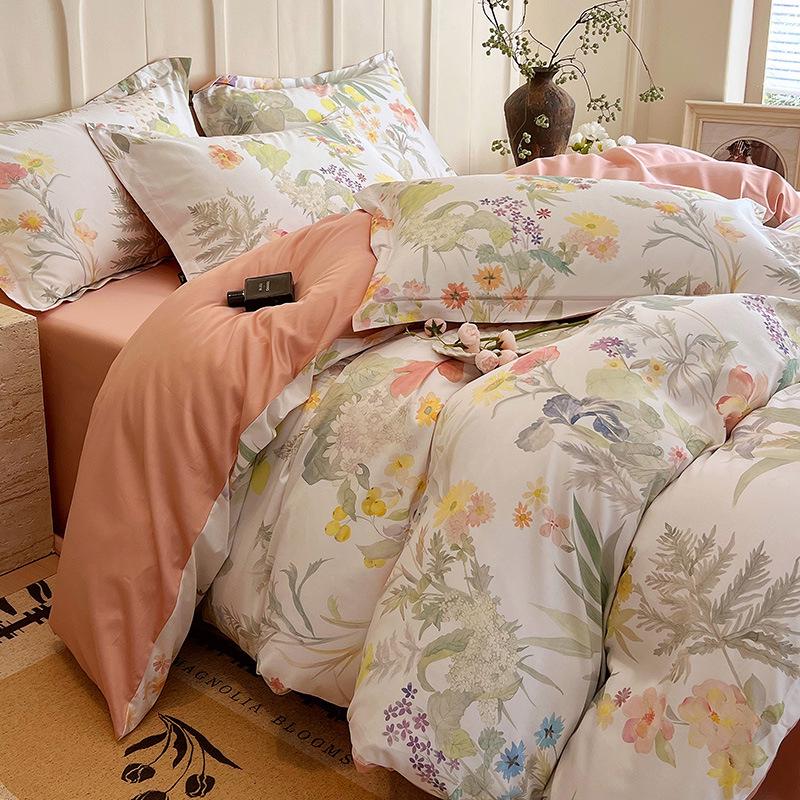 Pure Cotton Fresh Style Bedding Set: Modern Minimalist Duvet Cover, Sheet & Fitted Sheet for Spring/Summer