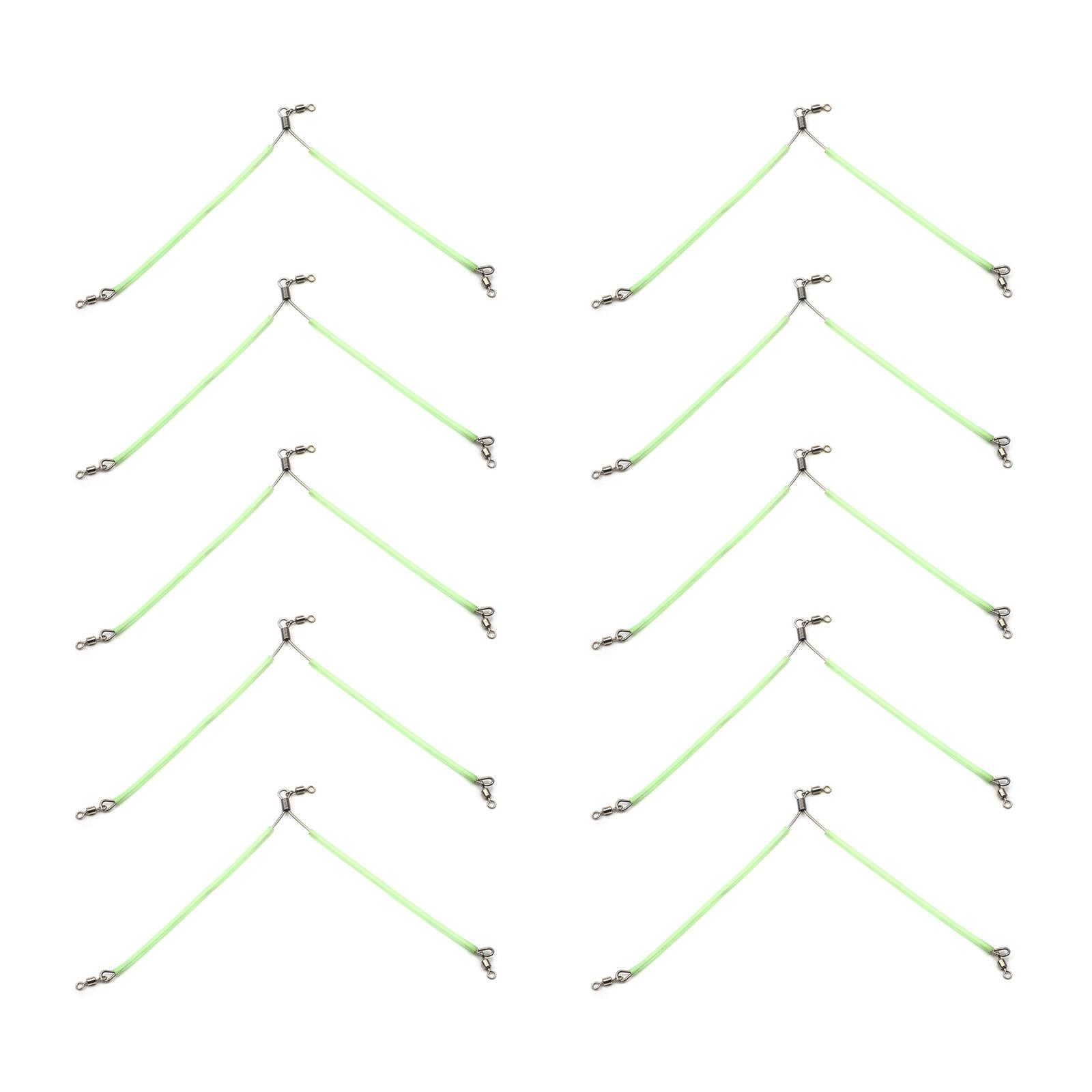 

10 шт. Рыболовный балансировочный кронштейн из нержавеющей стали со светящейся трубкой, противозапутывающиеся бумы с вертлюгом и крючком, коннектор для приманки 12CM