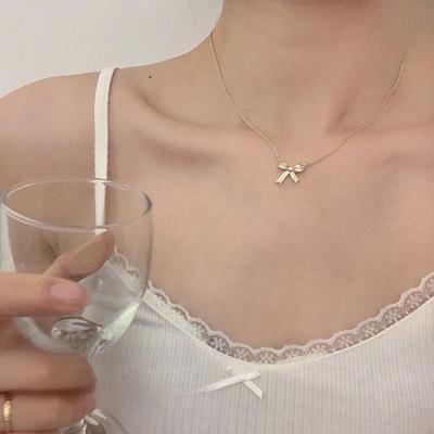 2025 Summer Light Luxury Bow Necklace - Women's Simple Temperament Clavicle Chain