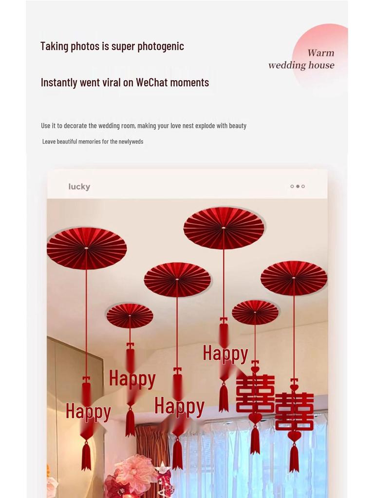 Double Happiness Wedding Ceiling Decoration: Square Hanging Ornament for Bedroom, Living Room, or New Home
