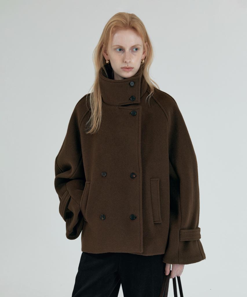 SIYAZU Siot4181 High-Neck Oversized Half Coat_Brown