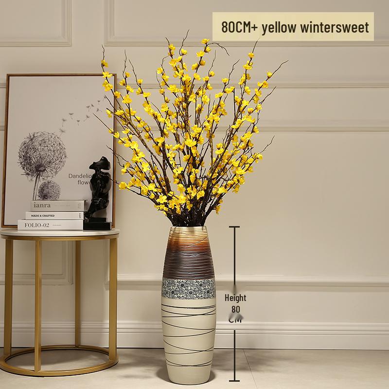 Large European-Style Porcelain Floor Vase for Dried Flowers - Artistic Living Room Ceramic Decoration